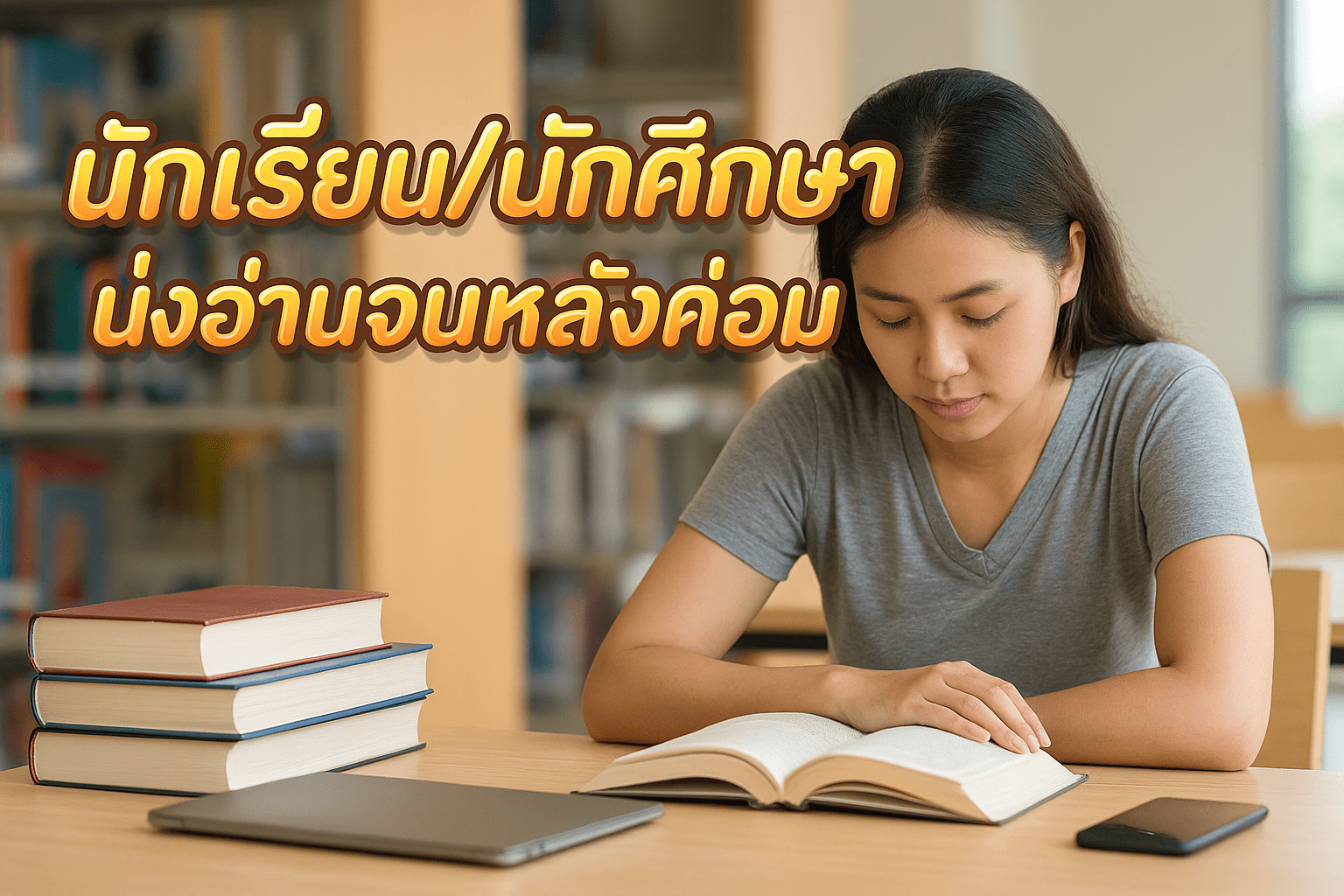 นักเรียนนักศึกษา นั่งอ่านจนหลังค่อม นวดออฟฟิศซินโดรม พรธิสาร
