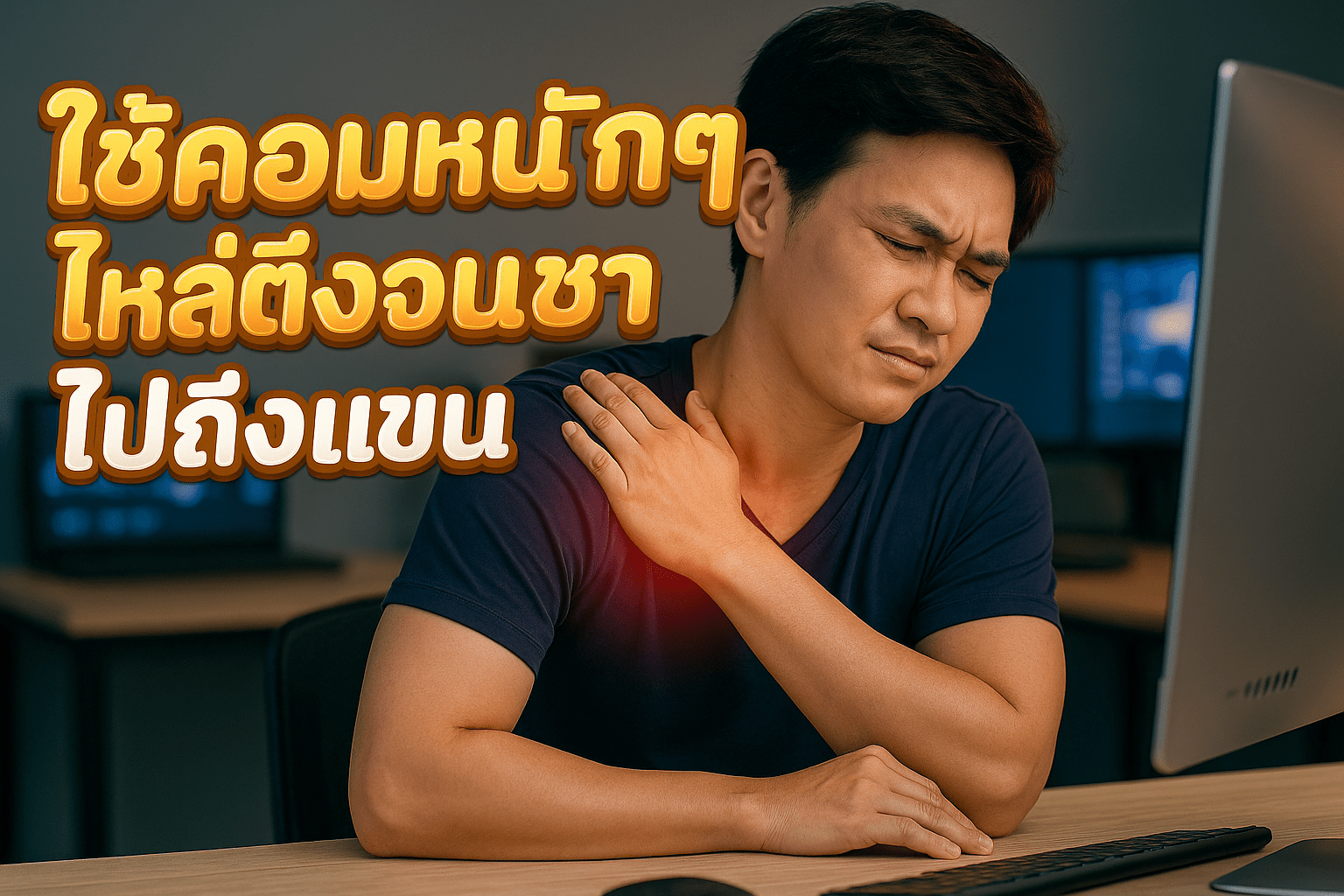 ใช้คอมหนัก ๆ ไหล่ตึงจนชาไปถึงแขน นวดแก้ปวดเมื่อย ธัญบุรี